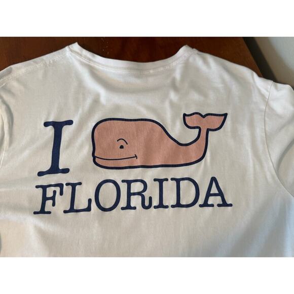 Vineyard Vines Pink Whale Logo Florida White Long Sleeve 100% Cotton Size XS - Picture 4 of 4